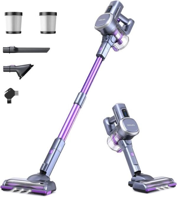 Lubluelu Cordless Vacuum Cleaner – 25KPa Powerful Suction, Self-Standing, for Pet Hair, Carpet & Hard Floors, Purple