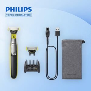 Philips OneBlade Face 360 Recortadora de pelo facial + 1 cuchilla extra, peine 5 en 1, estuche suave - QP2734/31